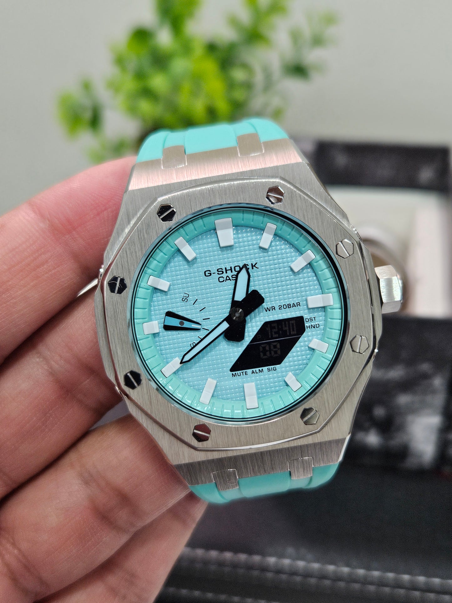 Custom G-Shock GA2100 Mod – Aqua Blue Dial with Steel Case