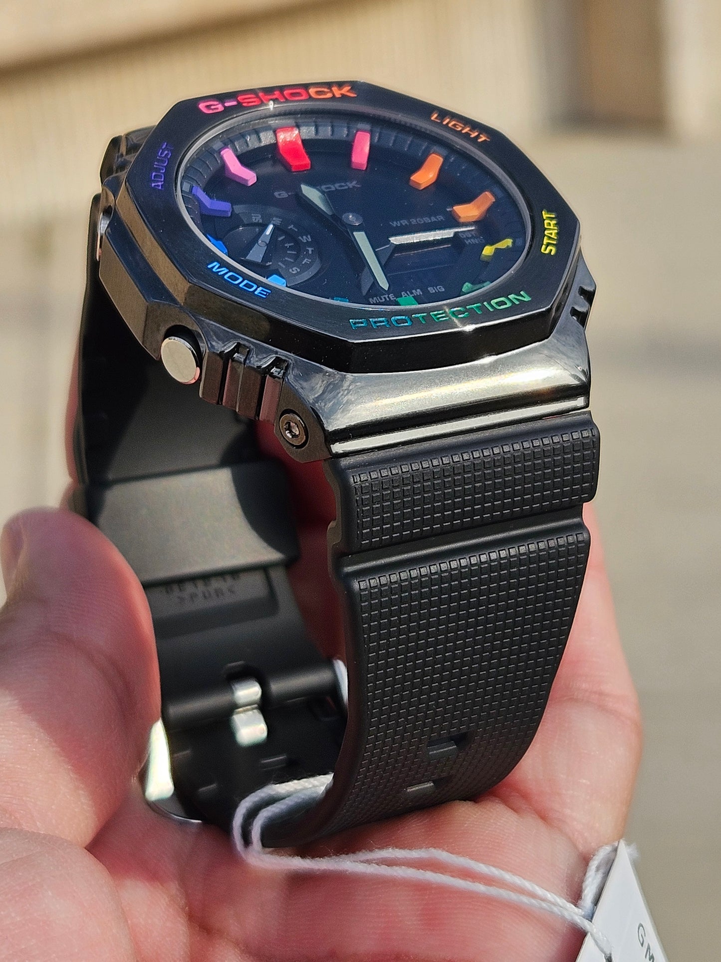 "Custom Hand-Painted Casio G-Shock GM-2100 Rainbow Mod - Unique Limited Edition"