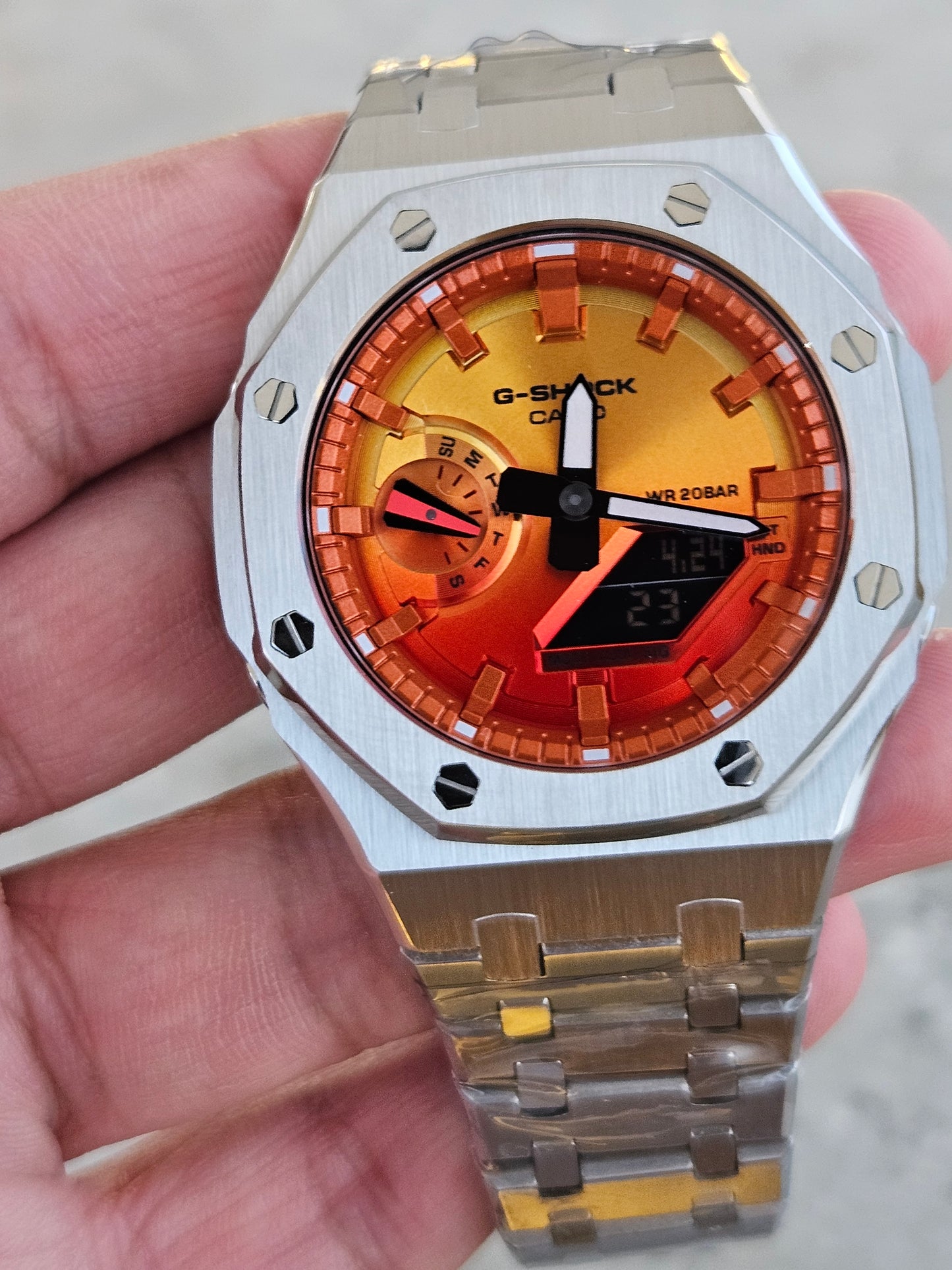 Custom G-SHOCK GA-2100FL-8 with Stainless Steel Case