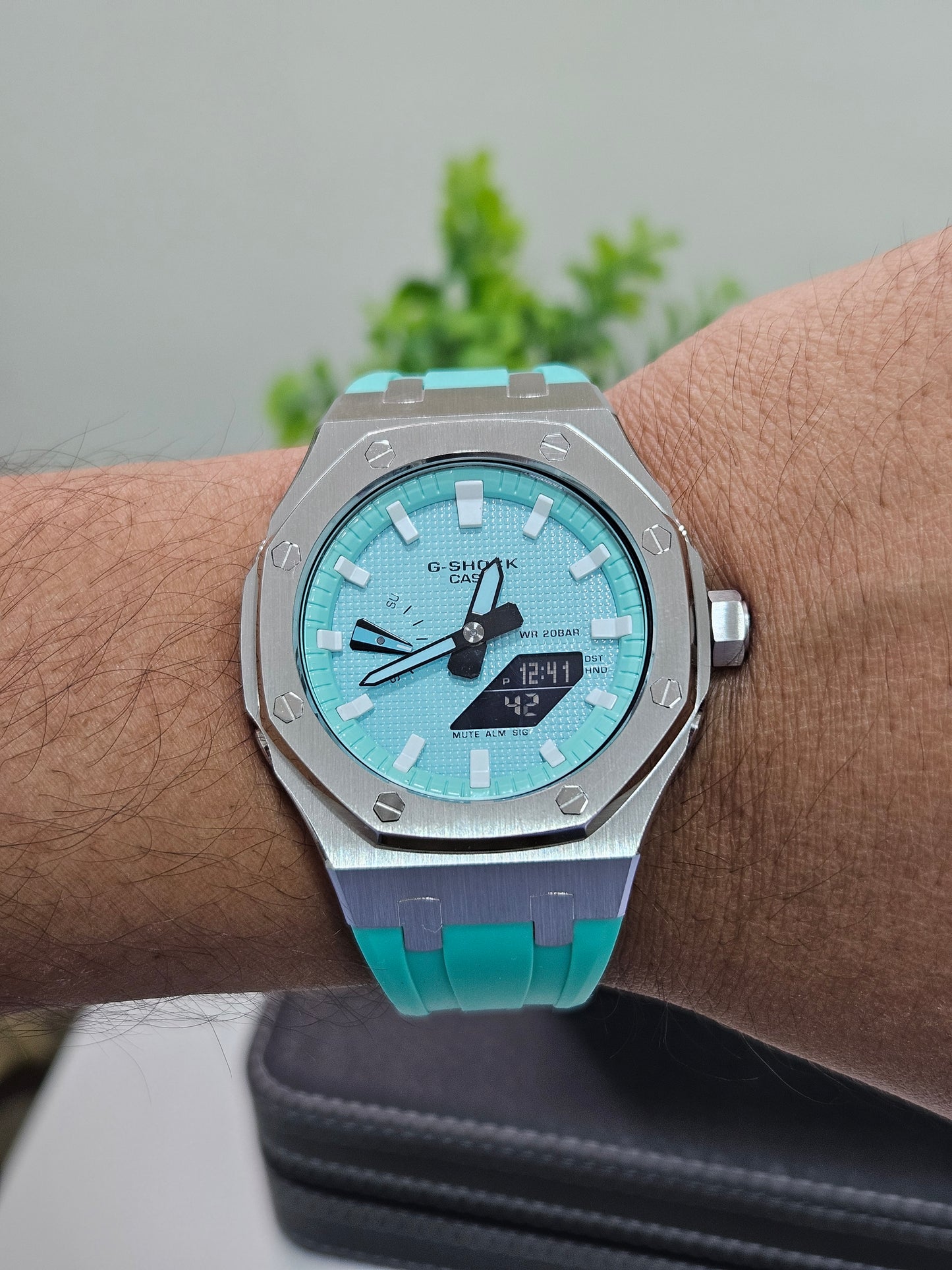 Custom G-Shock GA2100 Mod – Aqua Blue Dial with Steel Case