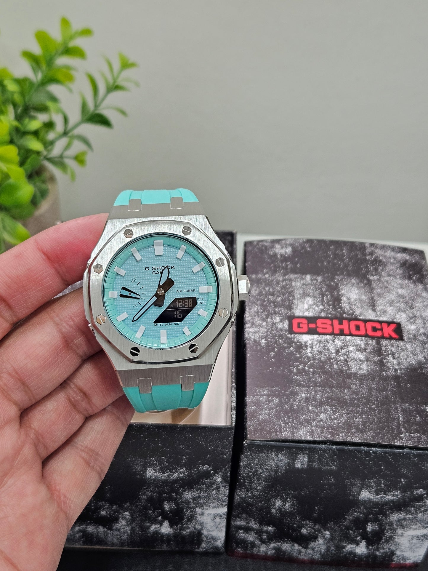 Custom G-Shock GA2100 Mod – Aqua Blue Dial with Steel Case