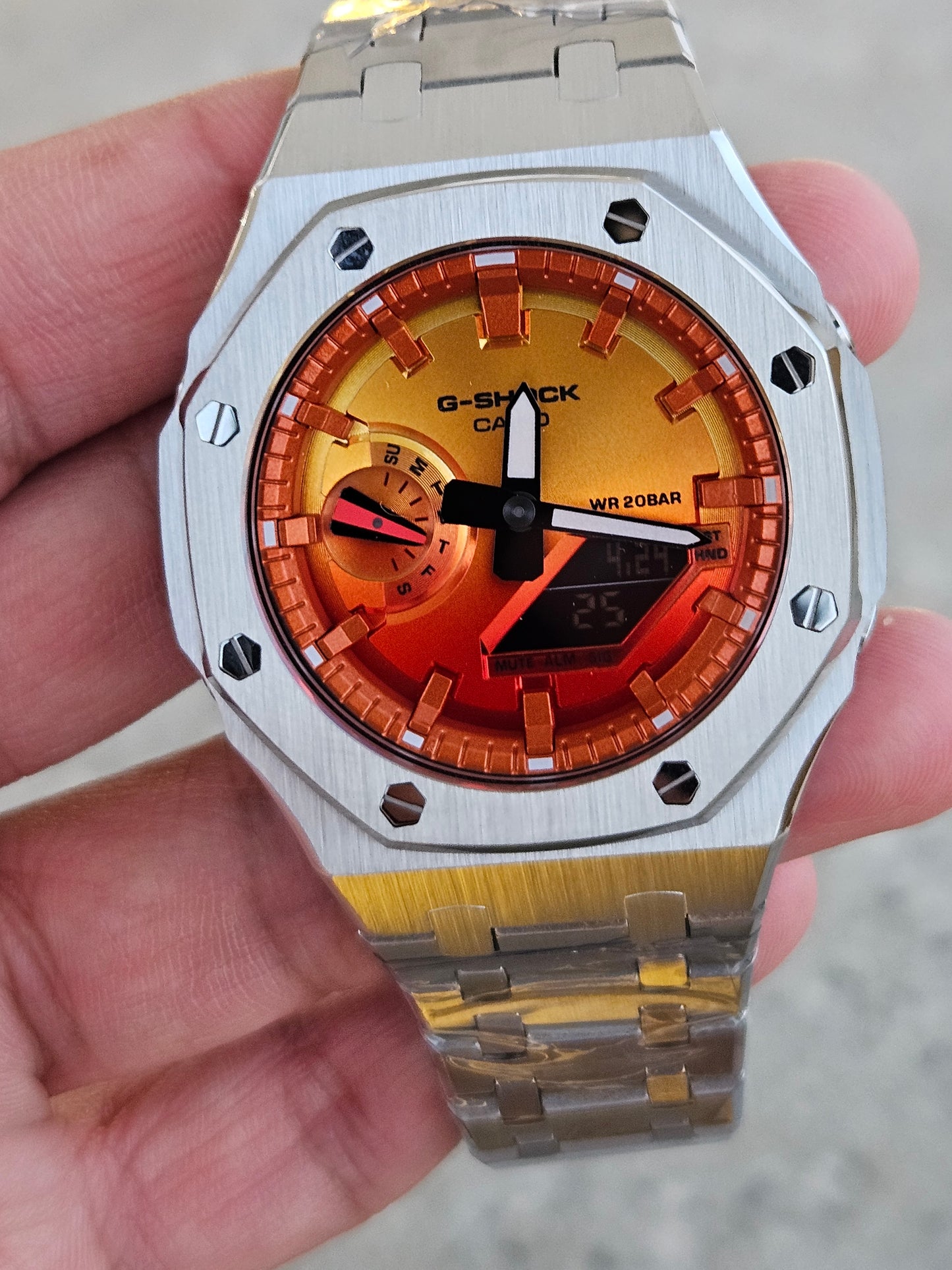 Custom G-SHOCK GA-2100FL-8 with Stainless Steel Case