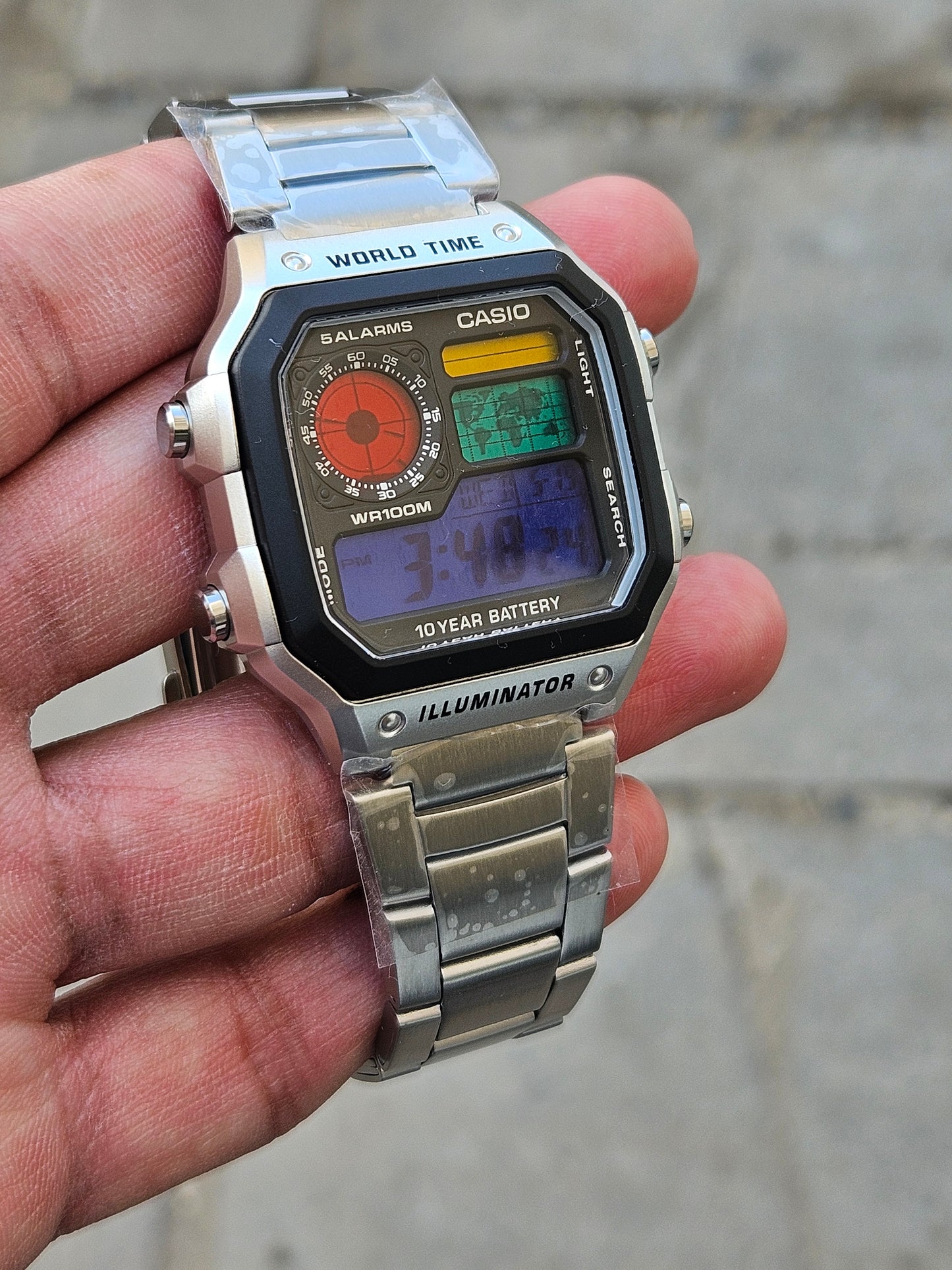 Custom AE-1200WHD Mod – Colorful Dial with Steel Strap