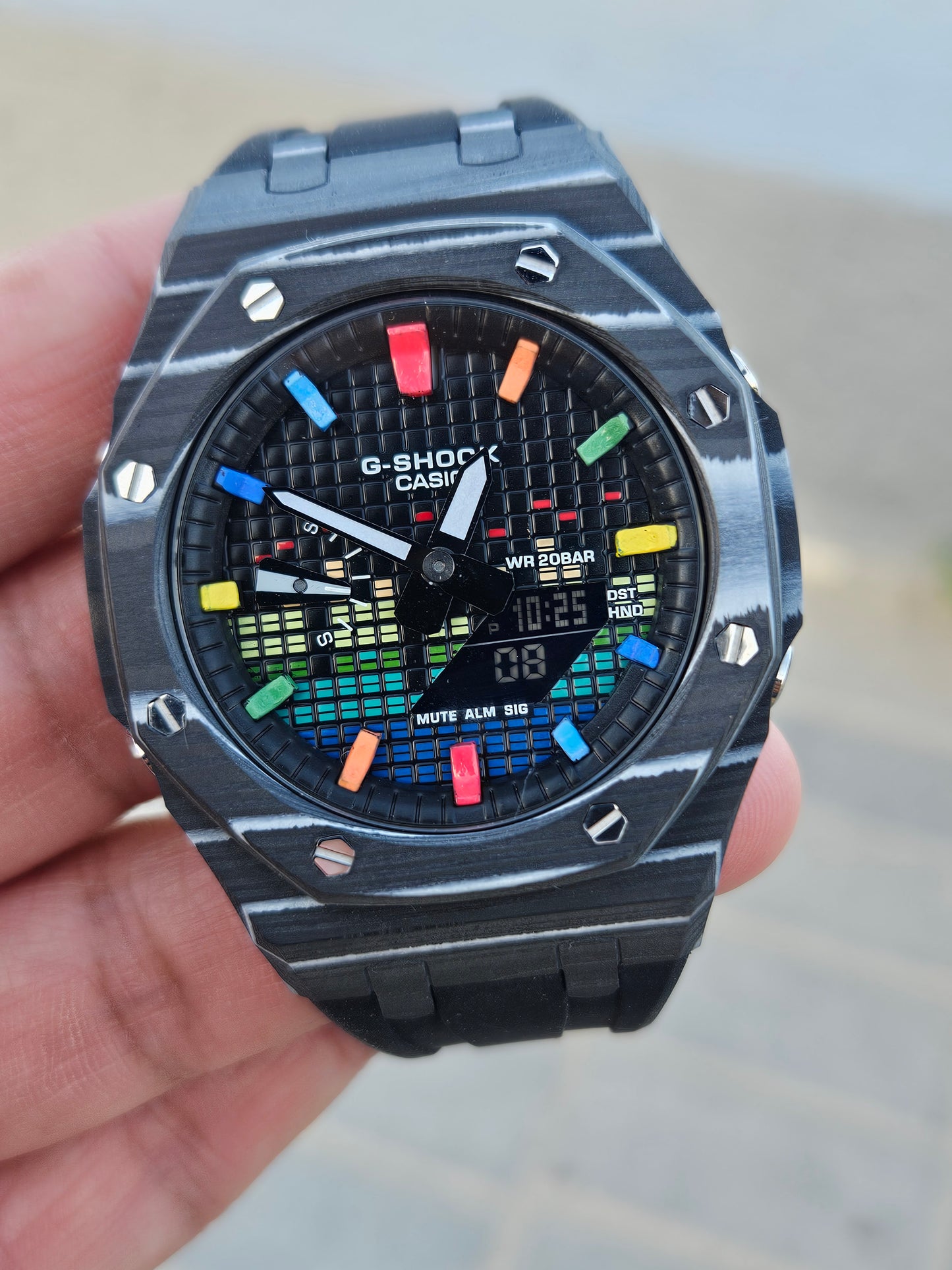 Custom G-SHOCK GA-2100 with Carbon Fiber Case – Rainbow Dial