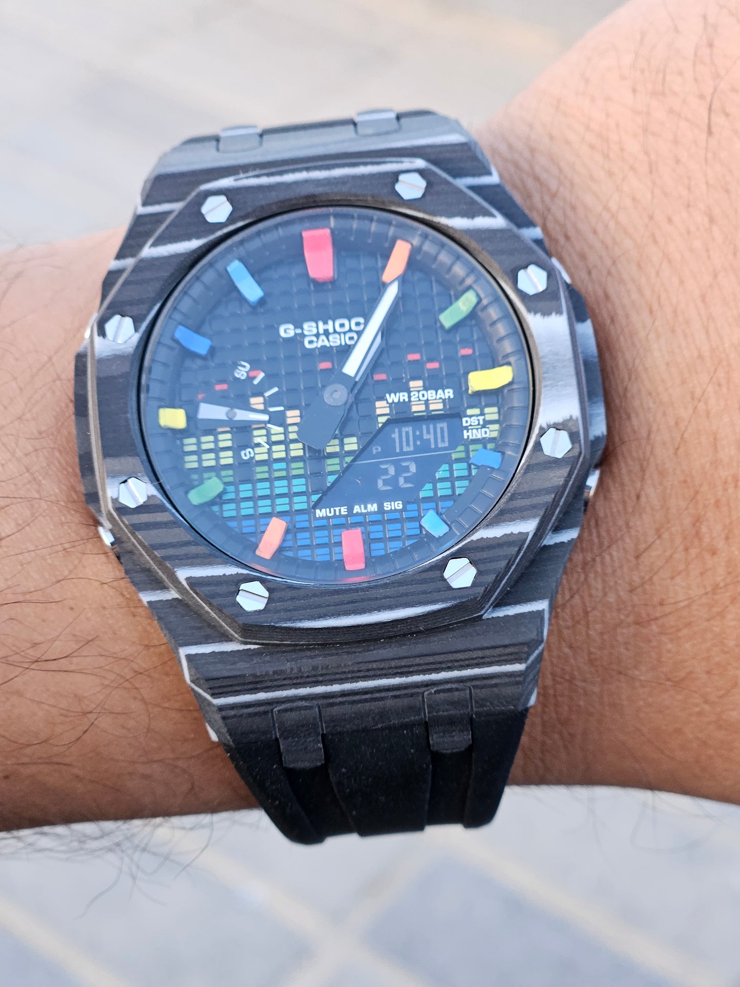 Custom G-SHOCK GA-2100 with Carbon Fiber Case – Rainbow Dial