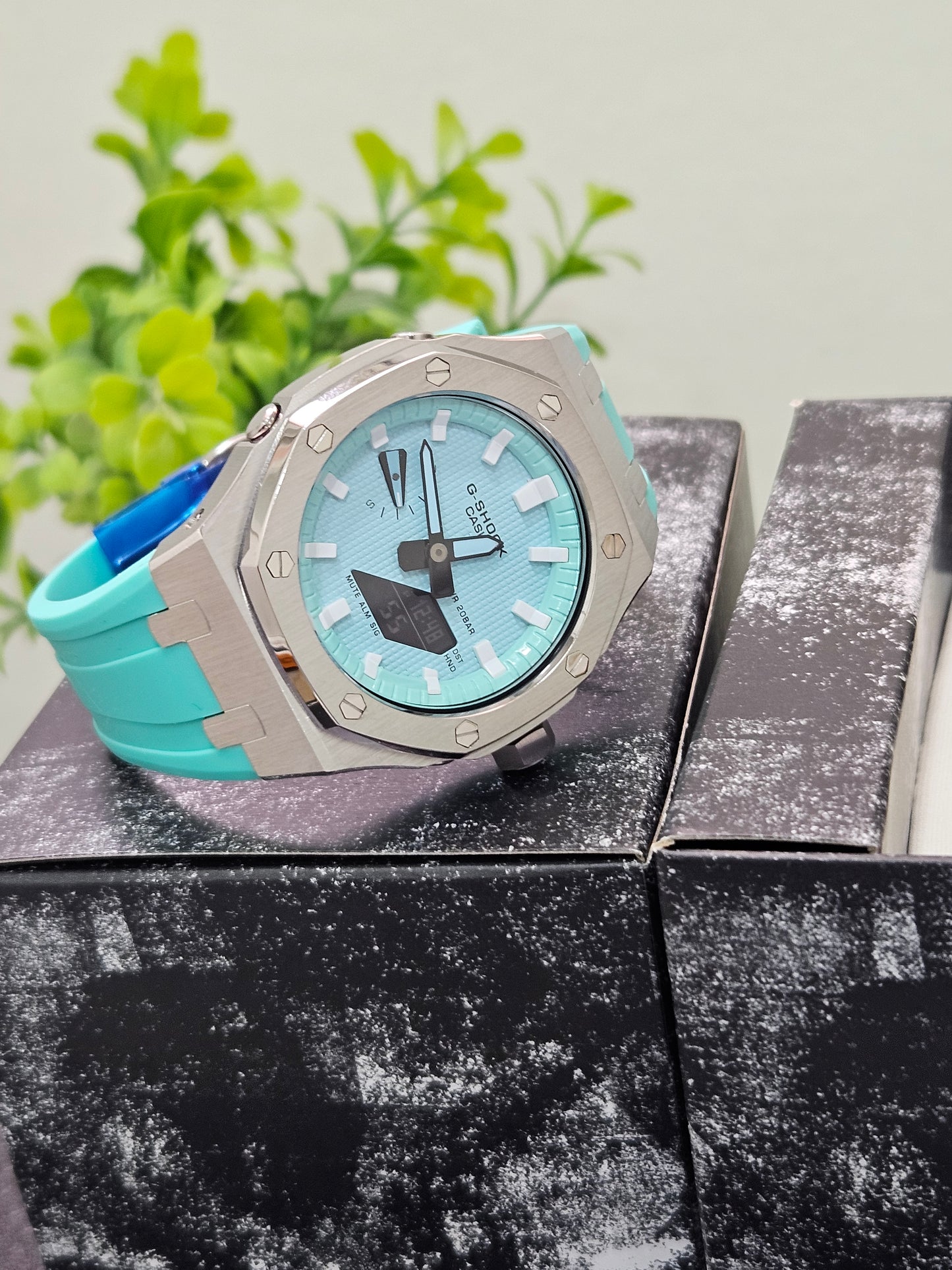 Custom G-Shock GA2100 Mod – Aqua Blue Dial with Steel Case