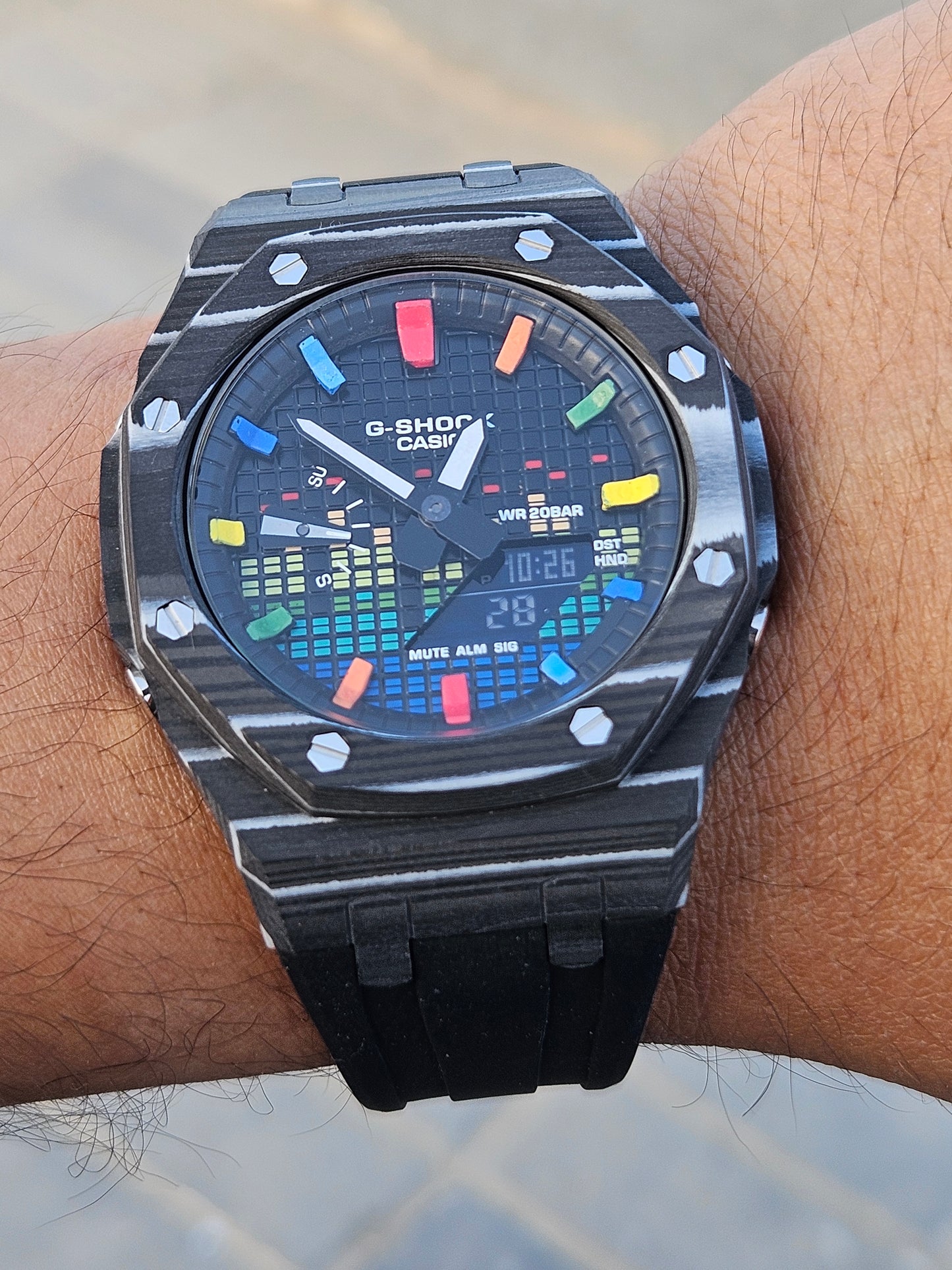 Custom G-SHOCK GA-2100 with Carbon Fiber Case – Rainbow Dial
