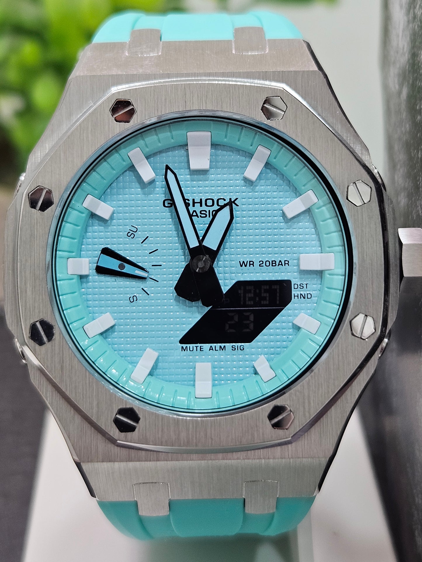 Custom G-Shock GA2100 Mod – Aqua Blue Dial with Steel Case