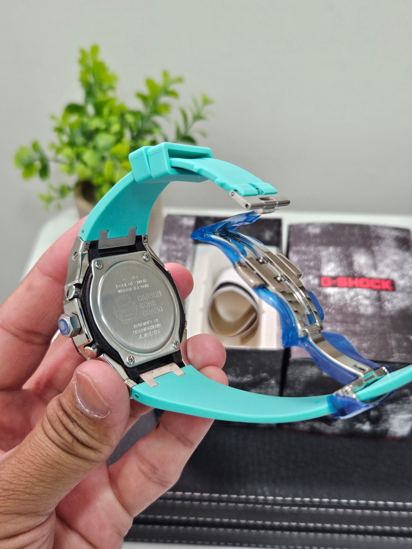 Custom G-Shock GA2100 Mod – Aqua Blue Dial with Steel Case