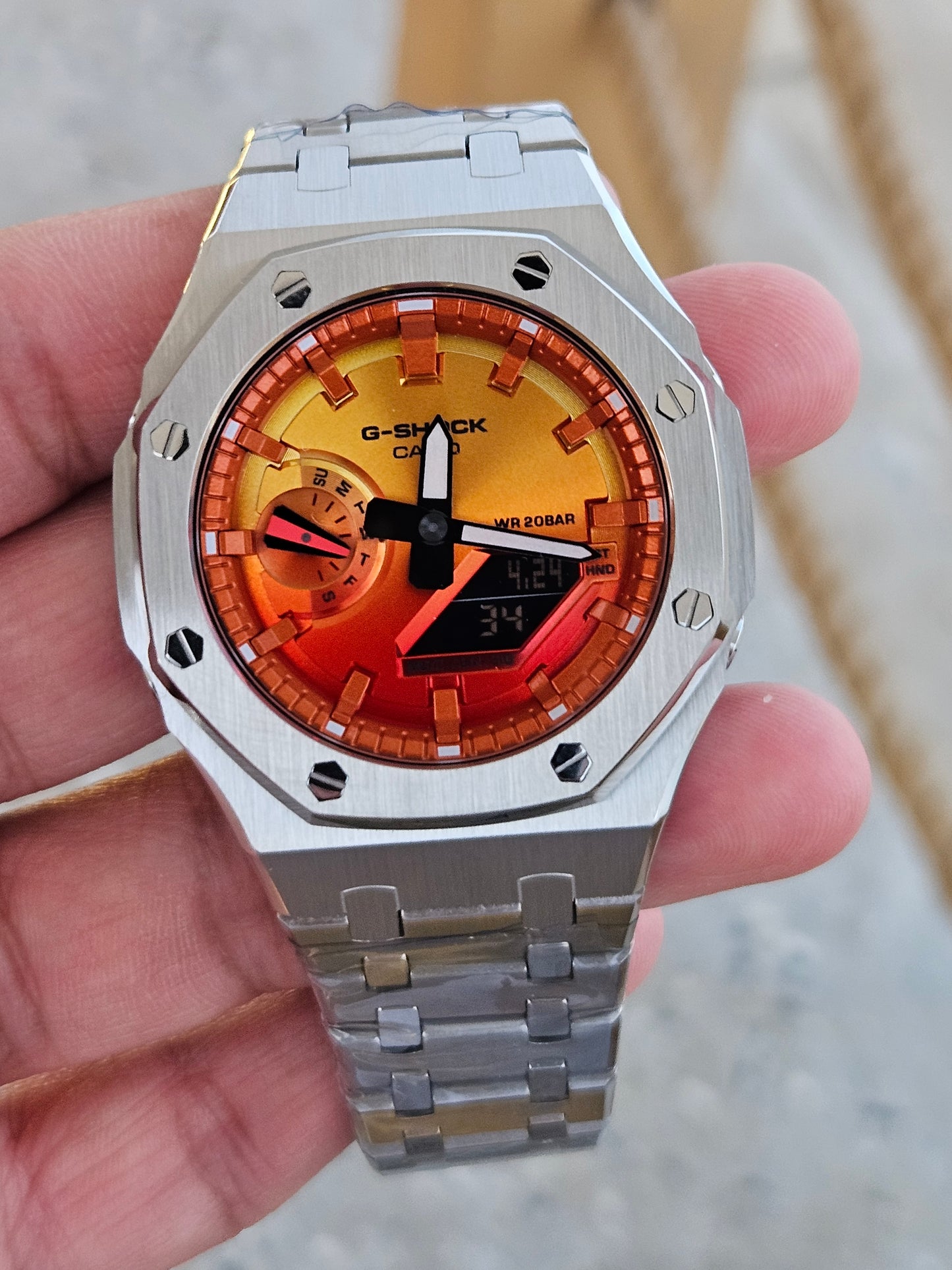 Custom G-SHOCK GA-2100FL-8 with Stainless Steel Case
