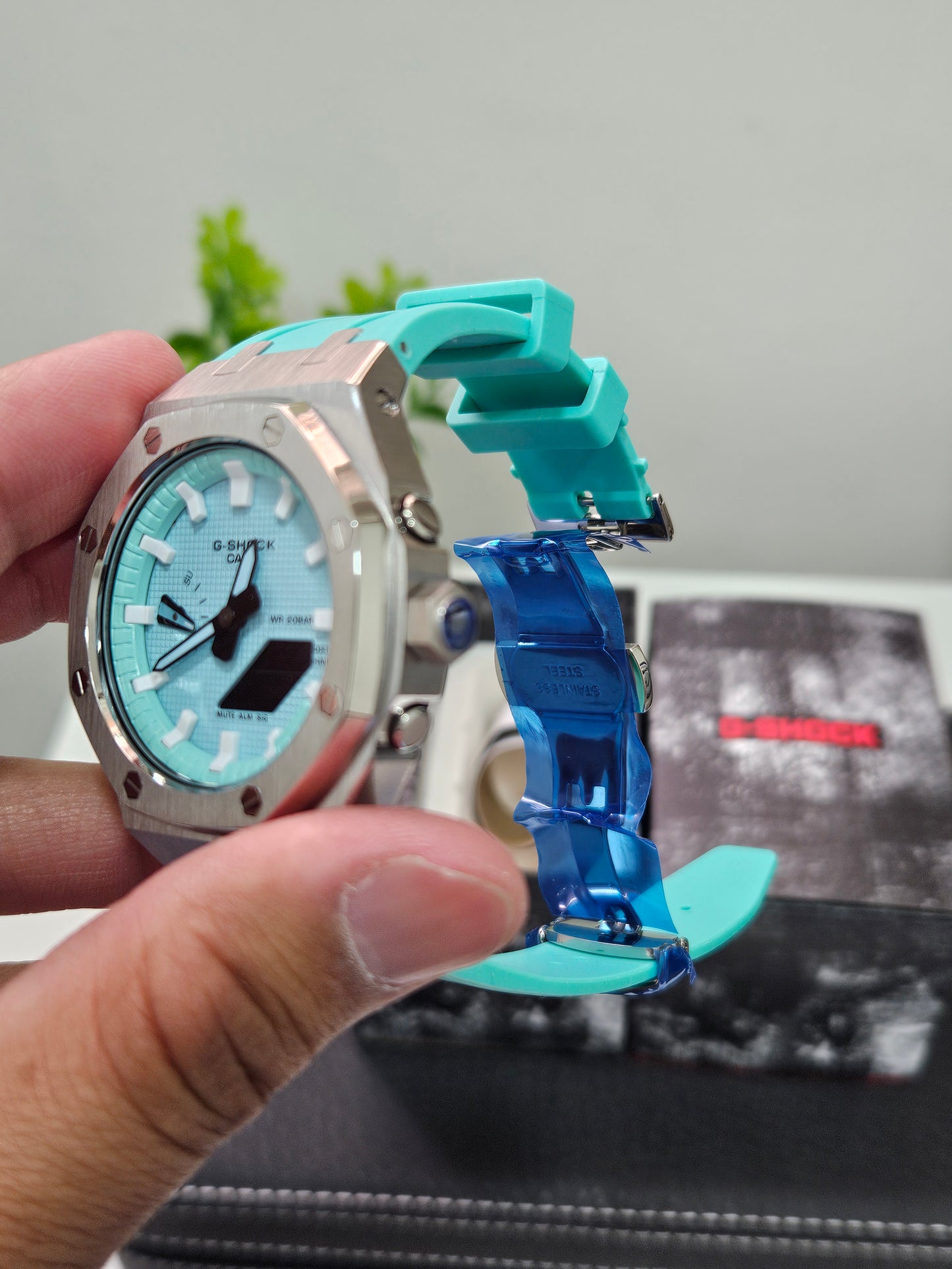 Custom G-Shock GA2100 Mod – Aqua Blue Dial with Steel Case
