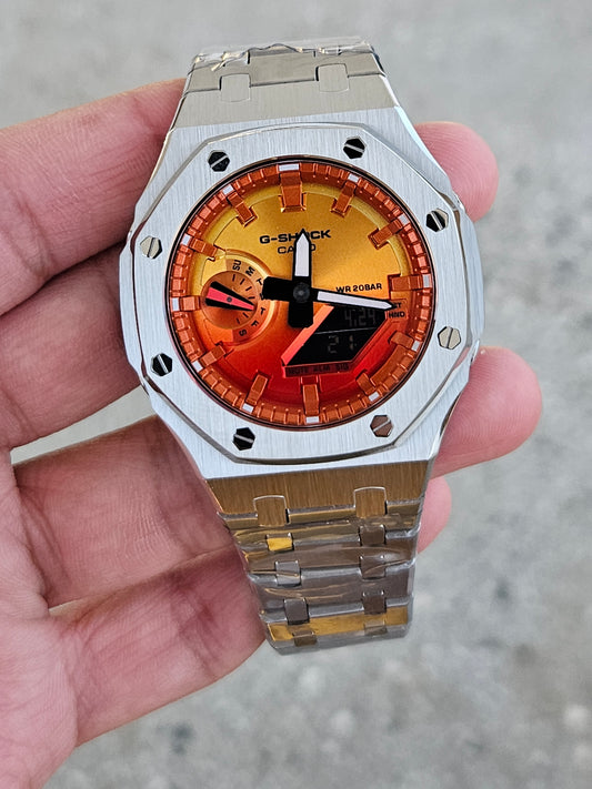 Custom G-SHOCK GA-2100FL-8 with Stainless Steel Case