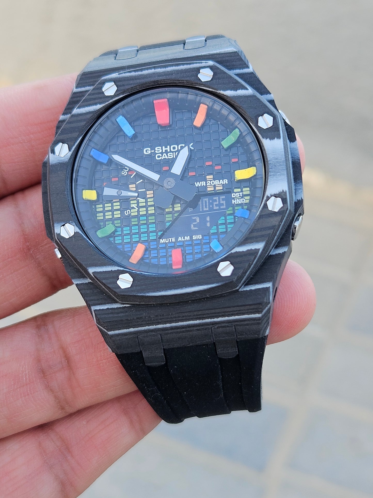 Custom G-SHOCK GA-2100 with Carbon Fiber Case – Rainbow Dial