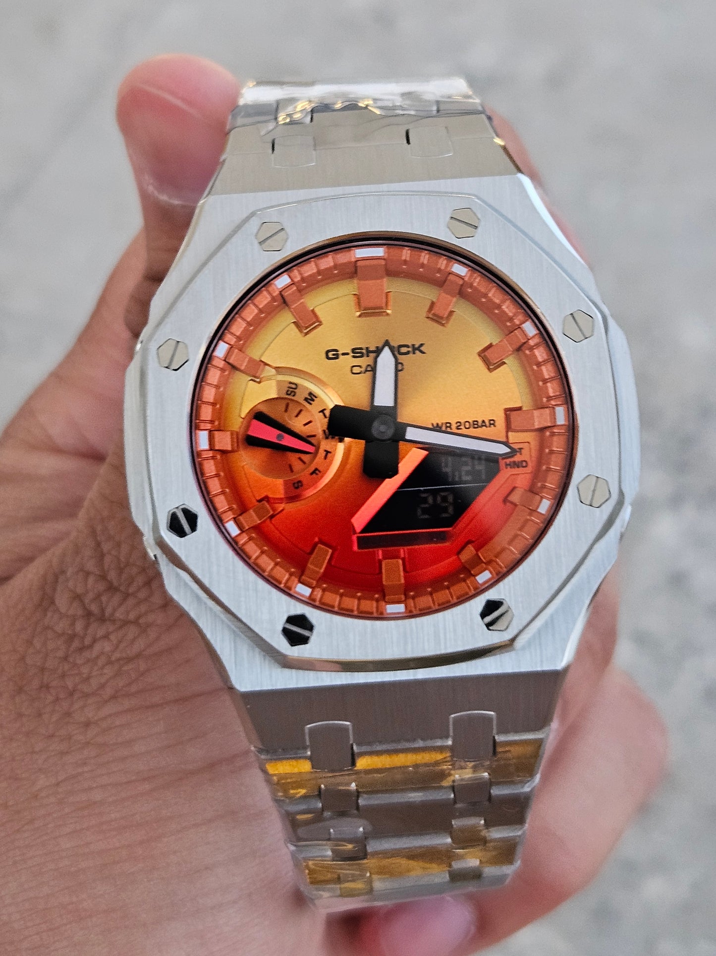 Custom G-SHOCK GA-2100FL-8 with Stainless Steel Case