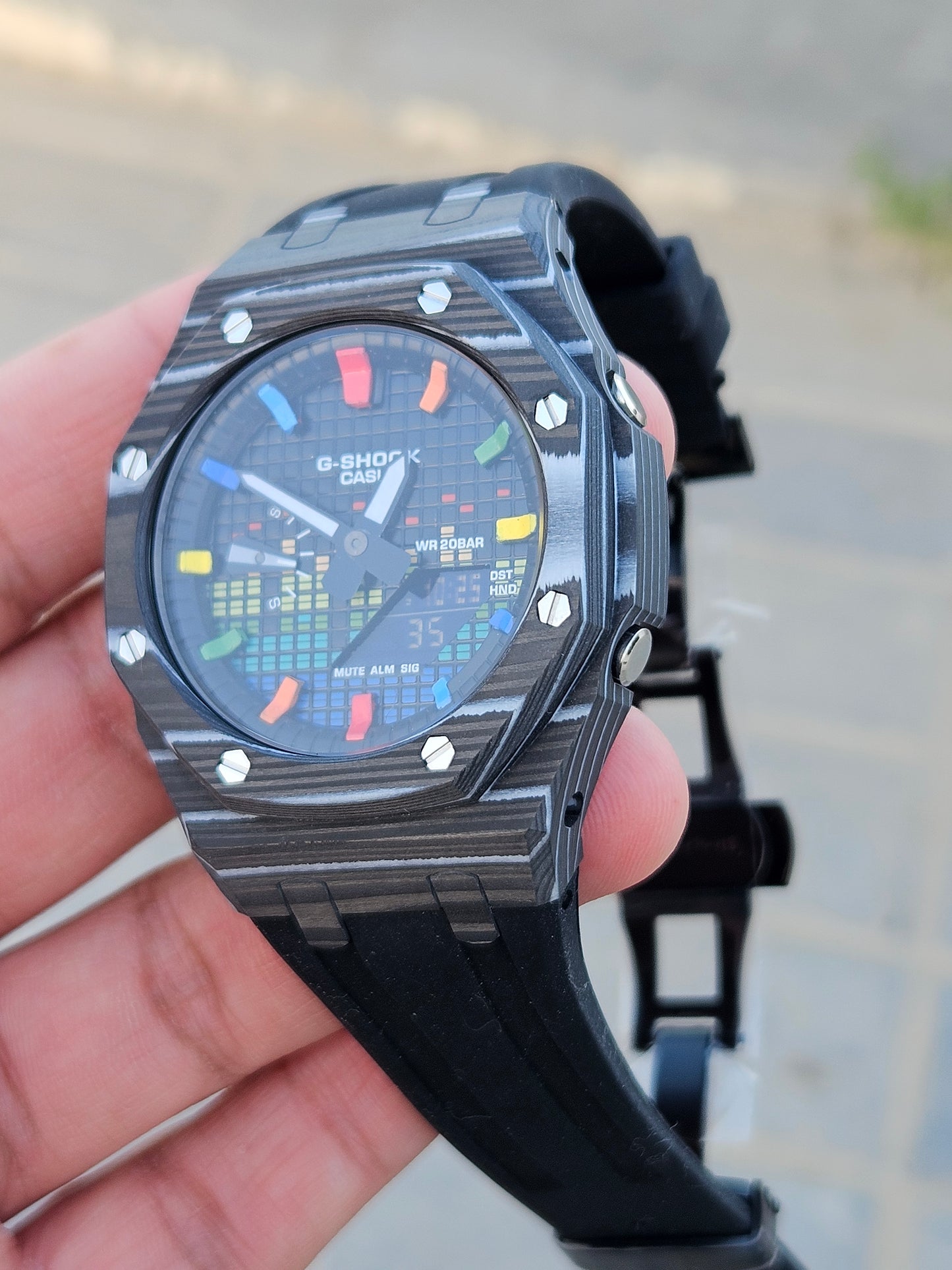 Custom G-SHOCK GA-2100 with Carbon Fiber Case – Rainbow Dial